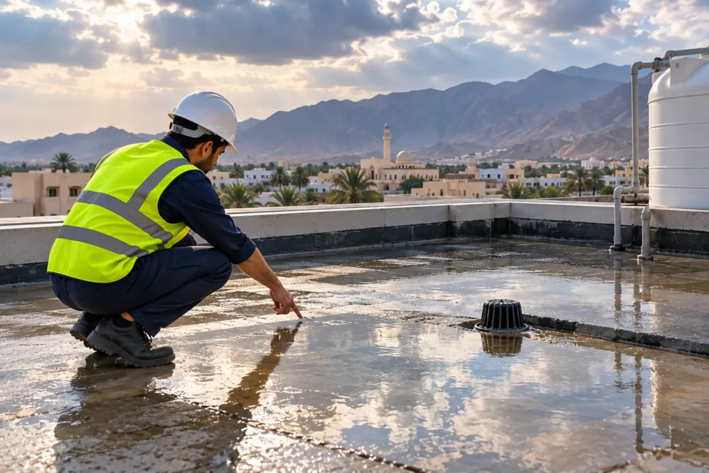 تجمع مياه الأمطار على السطح في رأس الخيمة